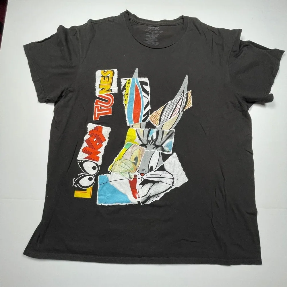 Looney Tunes Bugs Bunny Graphic T-Shirt Mens XL Black Short Sleeve Cotton Tee